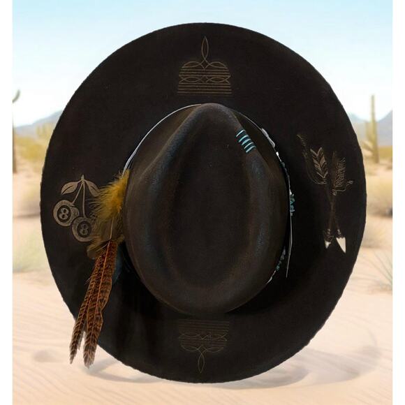 Beautiful Hand Burnded Shag & Gunn wool hat. main image 5